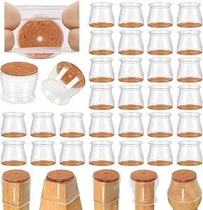 32 Pcs VIUME Chair Leg Floor Protectors for Hardwood Floors Silicone Covers to Protect Wood Tile Floors Scratches Felt Pads Furniture Leg Caps Reduce Noise (Fit:1.3"-2")