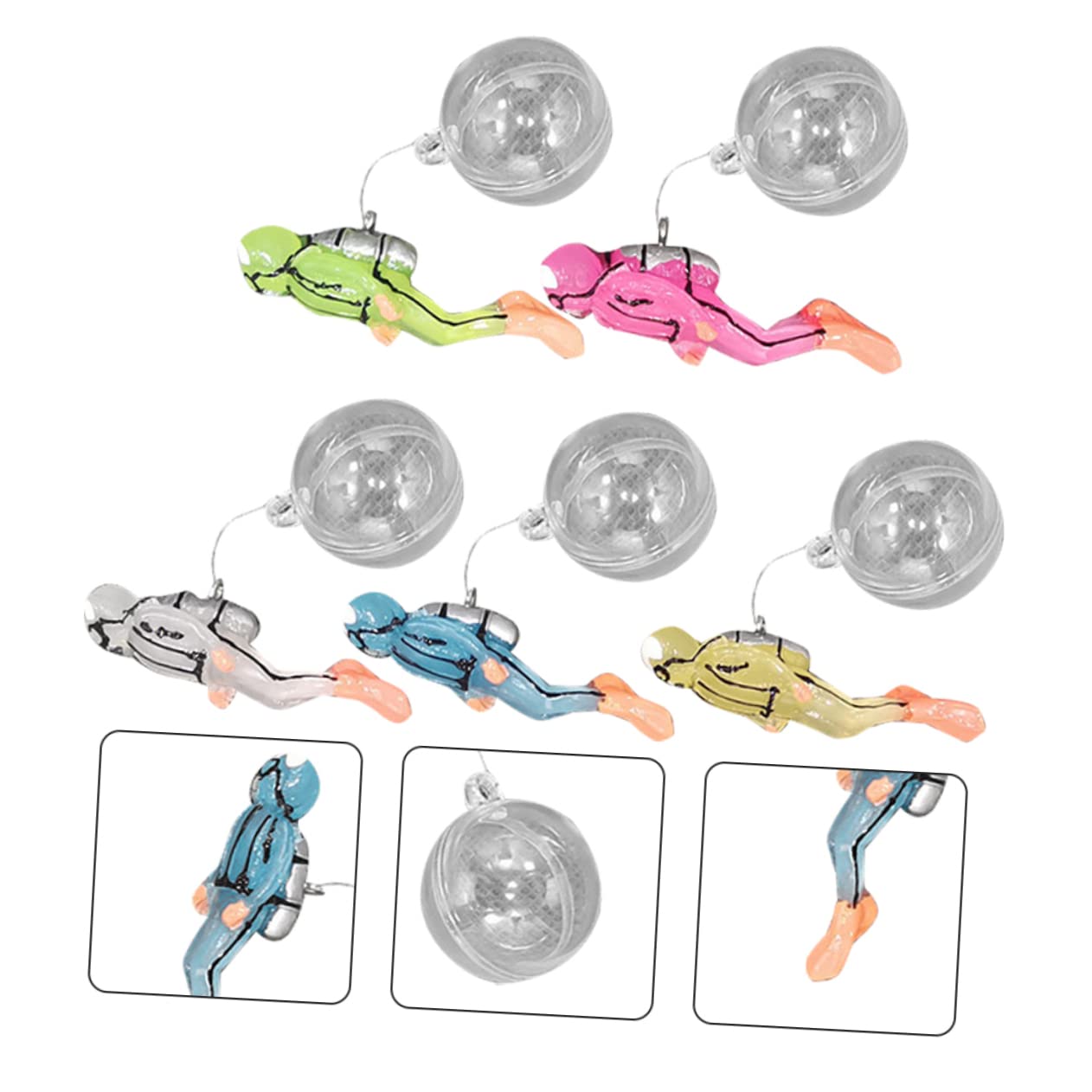 VANZACK 15ensembles Ornements Flottants De Plongée pour Aquarium Décorations Luminescentes De Figurines De Plongeurs Décoratifs pour Réservoirs De Poissons