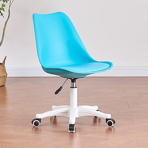 Miniatura 15 de Silla de escritorio transparente, silla de oficina de acrílico sin brazos con ruedas, giratoria de 360° y silla de tocador de altura ajustable