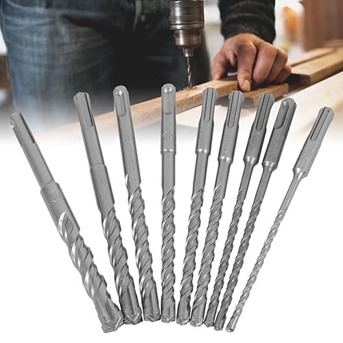 SDS PLUS Hammerbohrer Set, SDS Bohrer Set 9tlg 5 6 6 8 8 10 12 14 16 x 160 mm, Doppelwendel Steinbohrer Betonbohrer，Für Werkzeuge zum Bohren von Beton, Stein, Holz, Ziegel, Fliesen