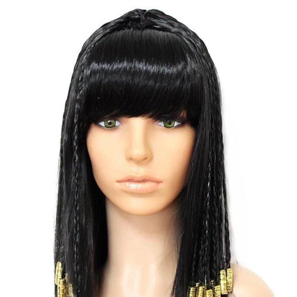 Perruque Cléopâtre Noire Pour Femme - Perruque Égyptienne Reine Du Nil, Accessoire Déguisement Idéal Halloween Et Fêtes à Thème