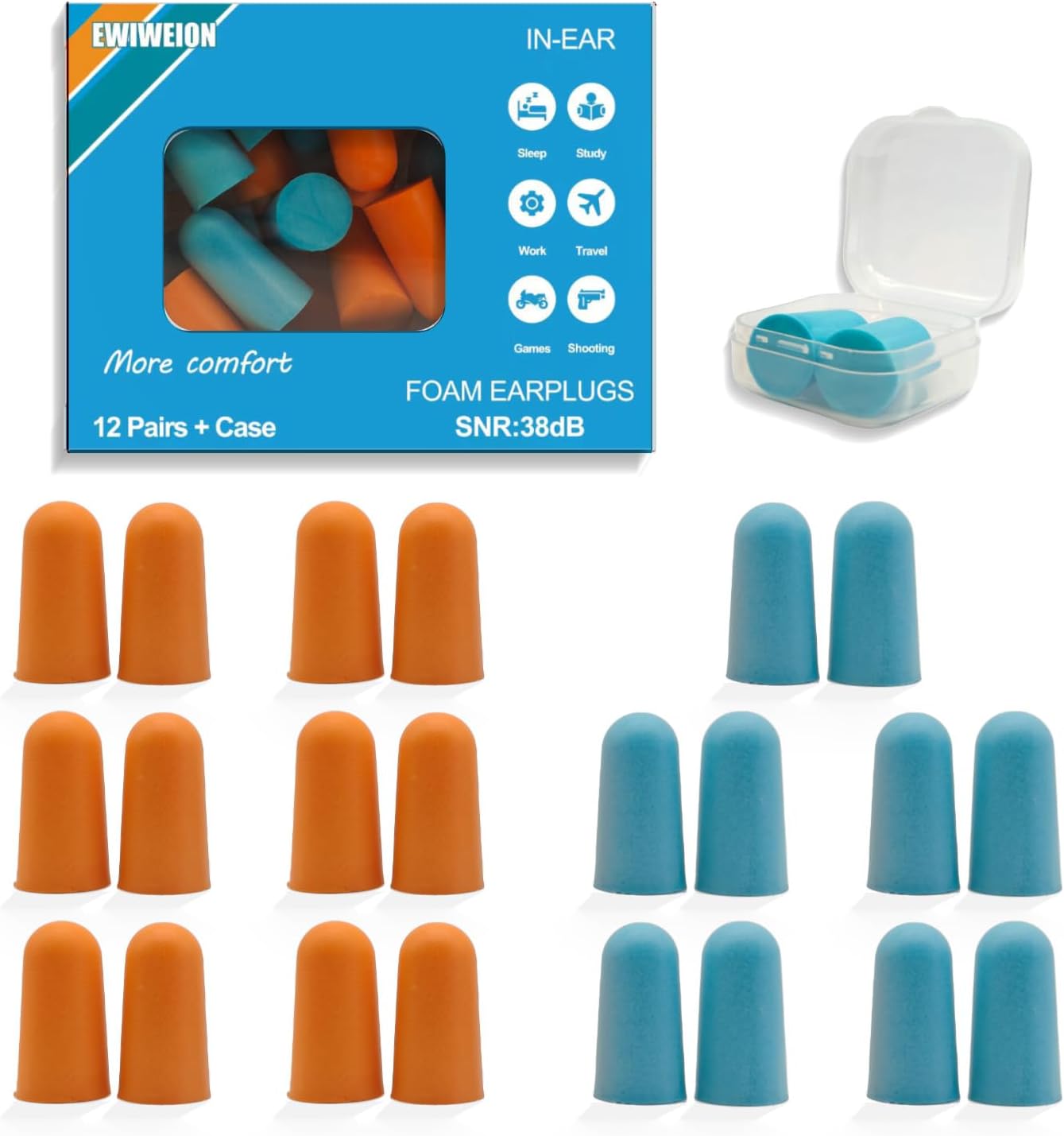 Flents Foam Ear Plugs, 10 Pair with Case for Sleeping