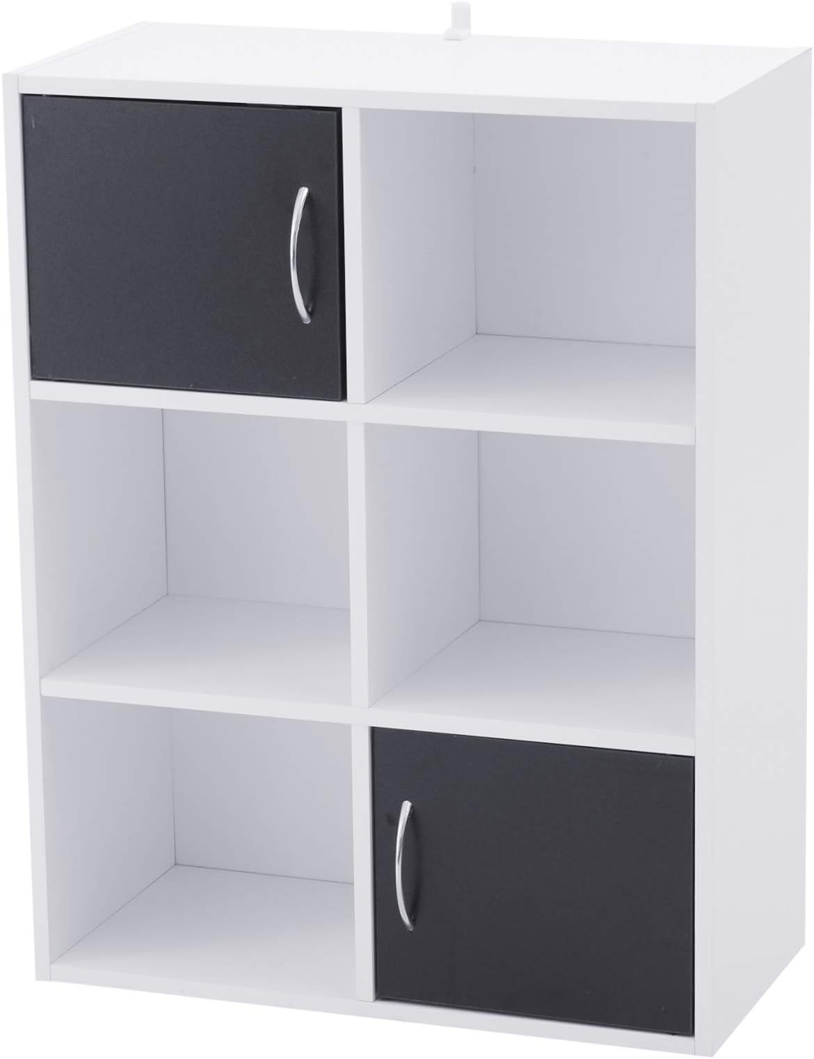 HOMCOM 6 Cubes Bookcase 3 Tier Bookshelf Storage Cabinet Unit Display Open Shelves W/Doors White