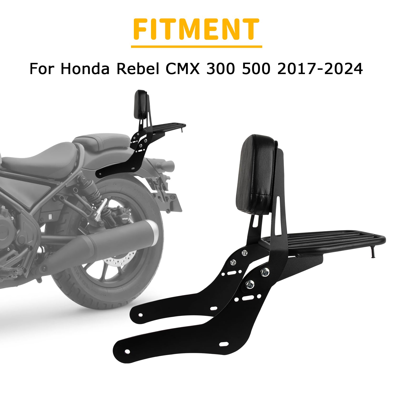 Schienale Posteriore Per Honda Rebel CMX500/300 | Con Portapacchi | Pelle Sintetica E Imbottitura - Foto 3