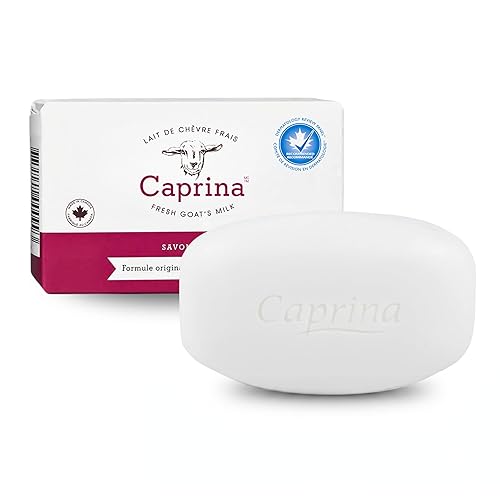 Caprina - Jabón en barra de leche de cabra fresca, original, barras de jabón orgánico de leche de cabra para manos y cuerpo, hidratante,