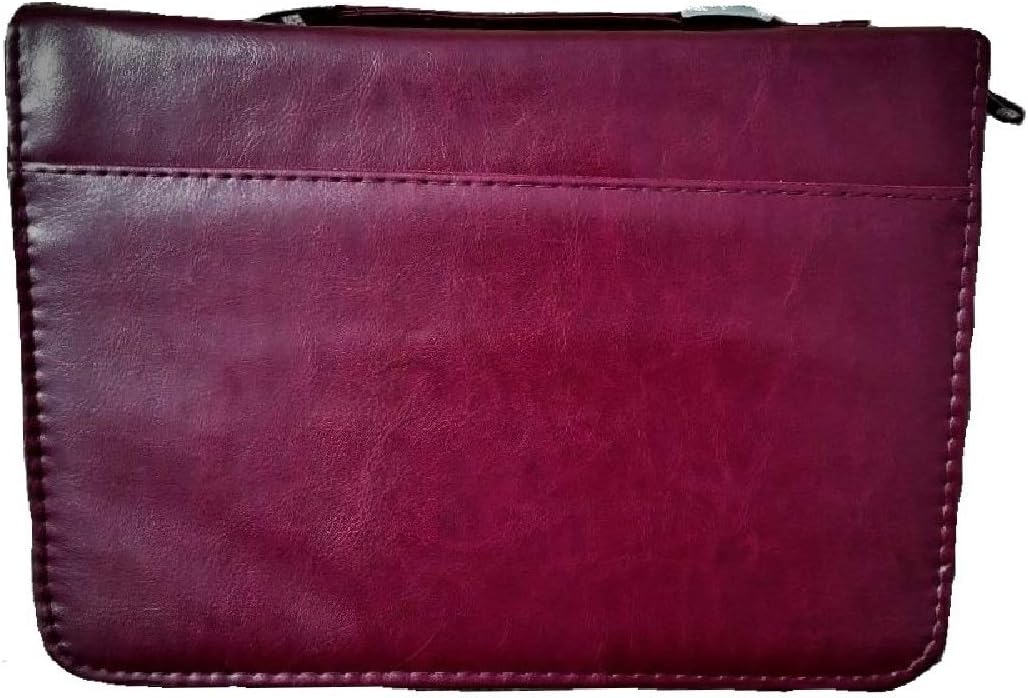 Bible Cover, Burgundy Imitation Leather, Large Fits up to 9 1/2 in x 6 5/8 Inches