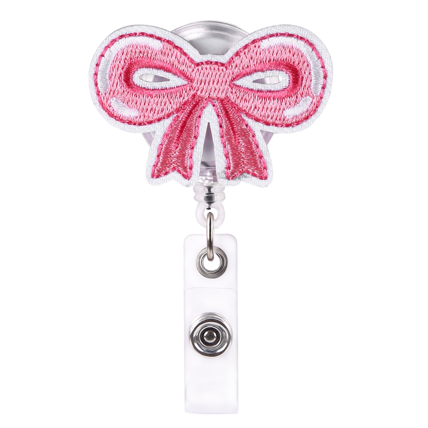 Cute Pink Bow Badge Reel - Cute Badge Reel for ID Card Retractable Badge Holder with Swivel Alligator