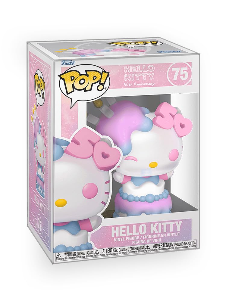 Epic Collectibles Pop Hello Kitty - Hello Kitty in Cake 50th Anniversary Vinyl Figure Collectibles Bundle with Compatible Funko Box Protector