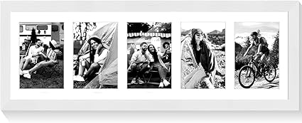 8x24 Oak Wood Picture Frame - 8x24 Photo Frame with Mat Display 5Pcs 4x6 Photos, 4x6 Picture Frame Wood, Natural Solid Wooden Picture Frames for Wall Art Photo and Prints(1 Pack, White)