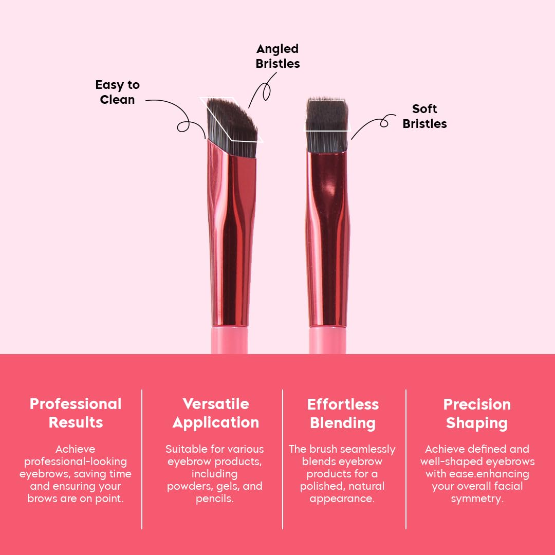 Gleva Multi-Function Eyebrow Brush, Professional Realistic Eyebrow Brush, Square Angled Eyeliner Eyebrow Brush, Stroke Brow Stamp Brush, Filling & Shaping Eyebrows Enhancers Brush (Pink) - Image 4 thumbnail