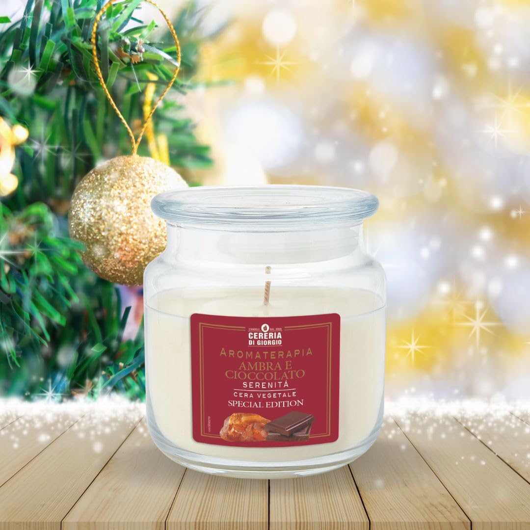 Candela Profumata In Giara - Cera Vegetale 100%, Vegana, Durata 80 Ore - Profumo Ambra E Serenità - Foto 2