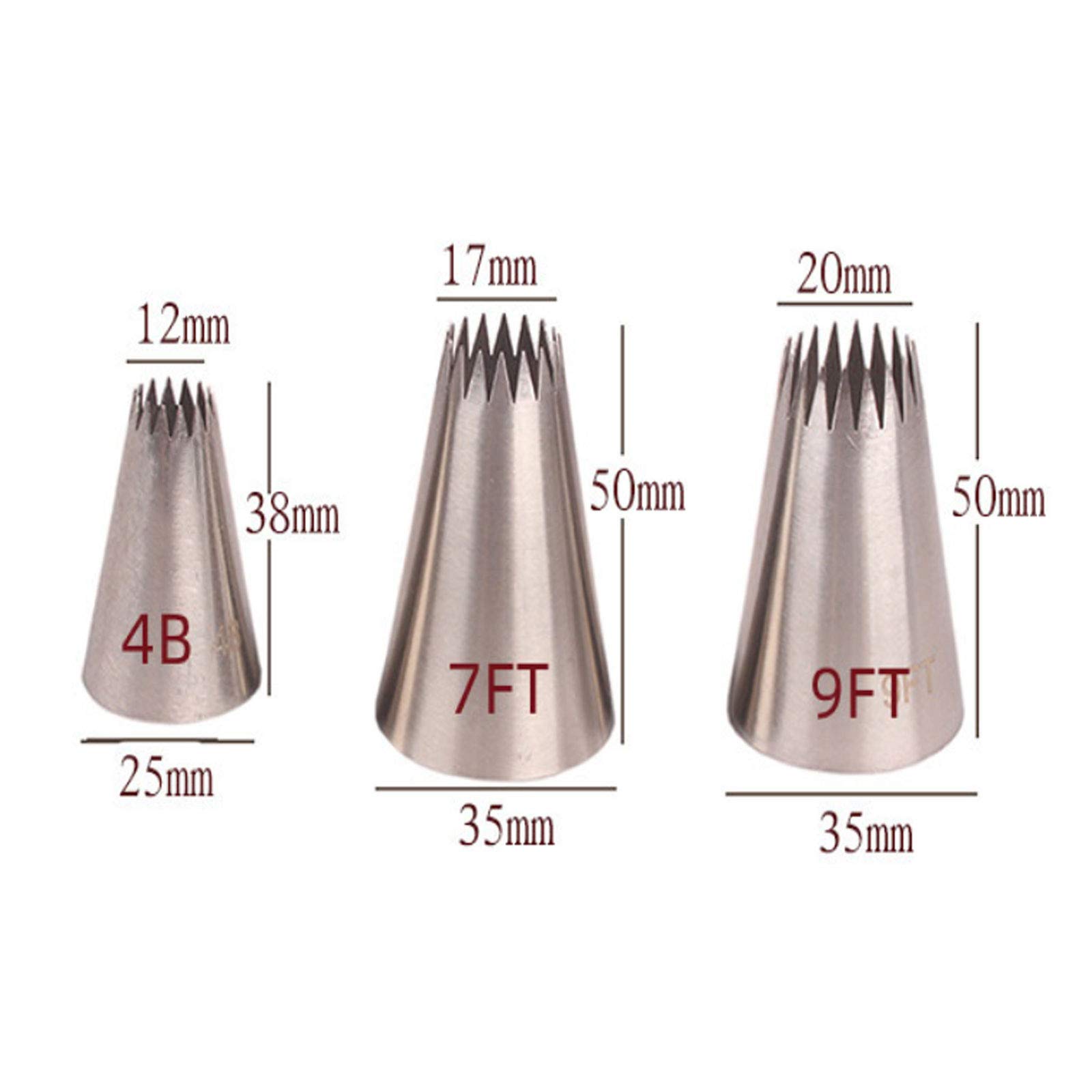 EBLLPA 4B 7FT 9FT Open Star Pastry Tip, 3PCS French Star Tube Set