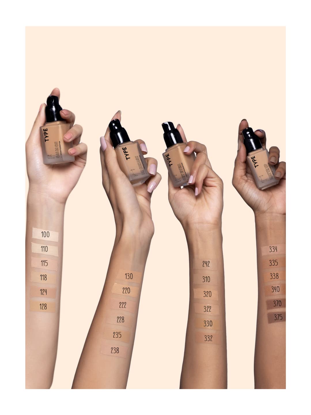TYPE BEAUTY INC. Get Even Foundation For Long Lasting Makeup | Lightweight Medium Coverage with SPF 50 PA++++ | Vitamin C and Niacinamide for Dark Spots & Dullness | For Women - Cider (322) | 30ml