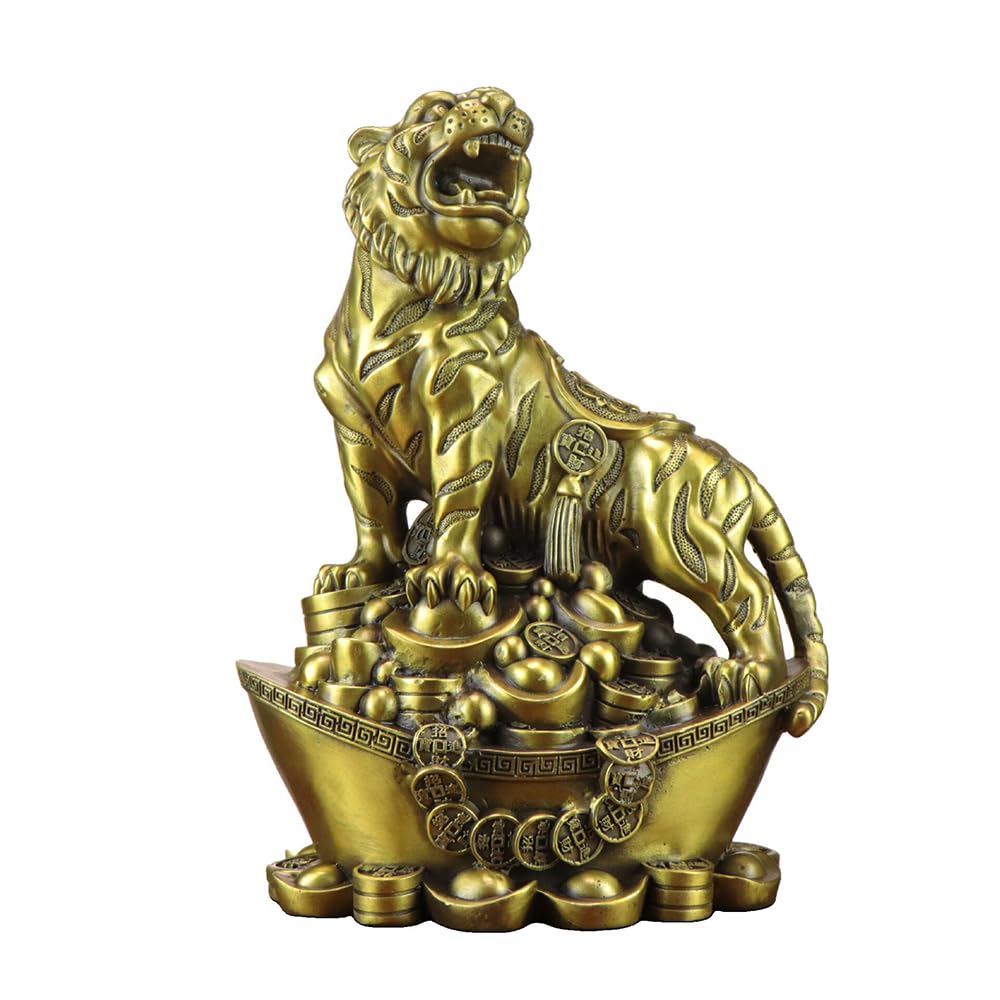 Dytartzx Pure Copper Tiger Statues Brass Ornaments 2024 Figurine for Collection Decoration for Living Room Decoration Hand-Made Brass Tiger