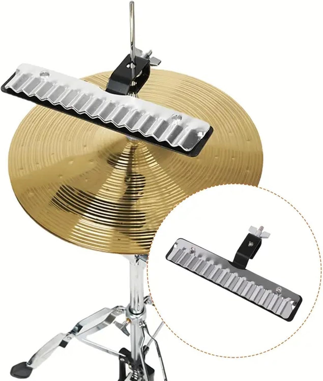 DYNWAVE 10" Percussion Crasher Guiro Playing Surface Mounted Hi Hat Pull Rod Drummers Gifts Lightweight Standard 3/8" Eye Bolt Mount