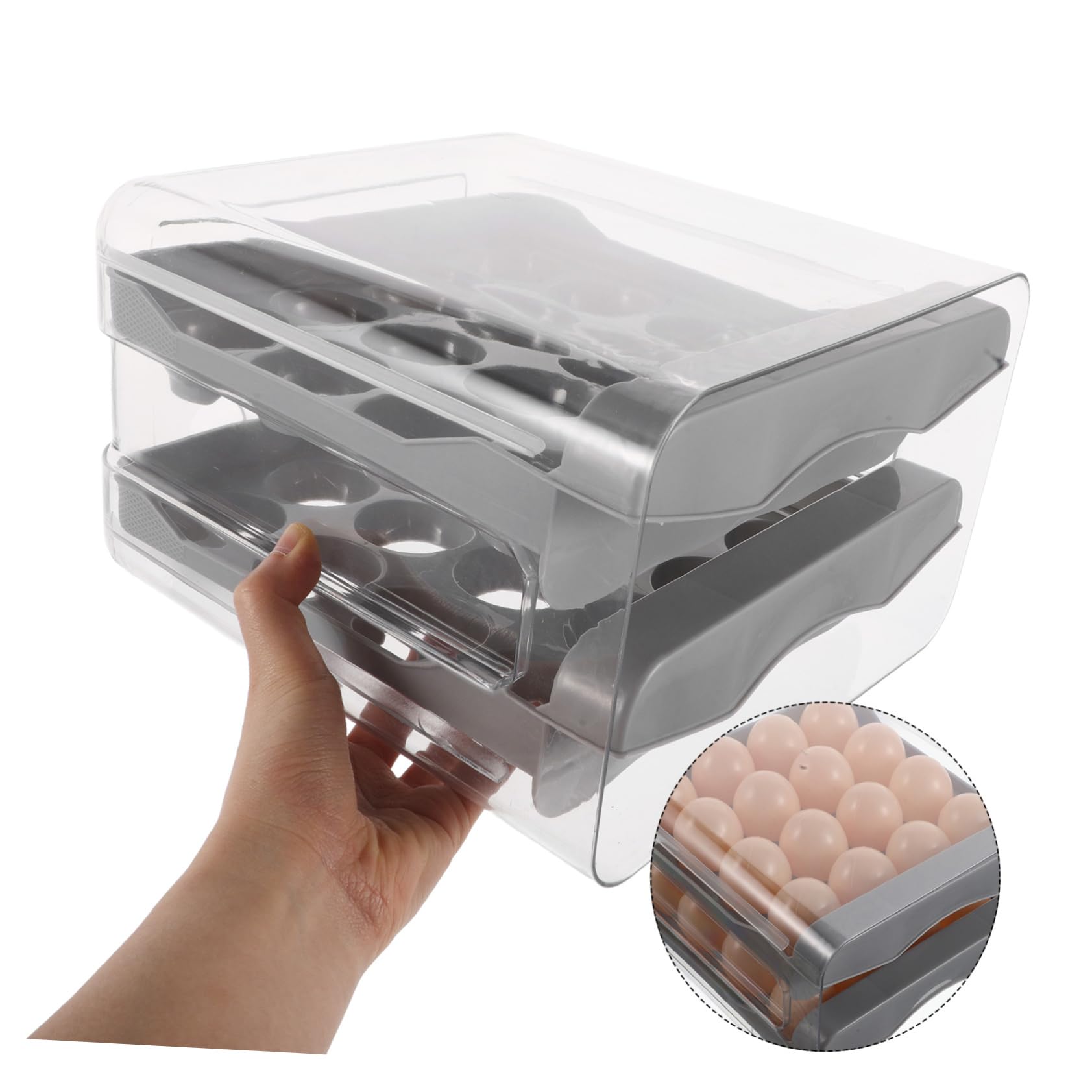Gatuida Caja Para Guardar Huevos De Doble Capa Rejillas Transparente Para Refrigerador y Cajón De Cocina Organizador De Huevos Estante Para Guardar
