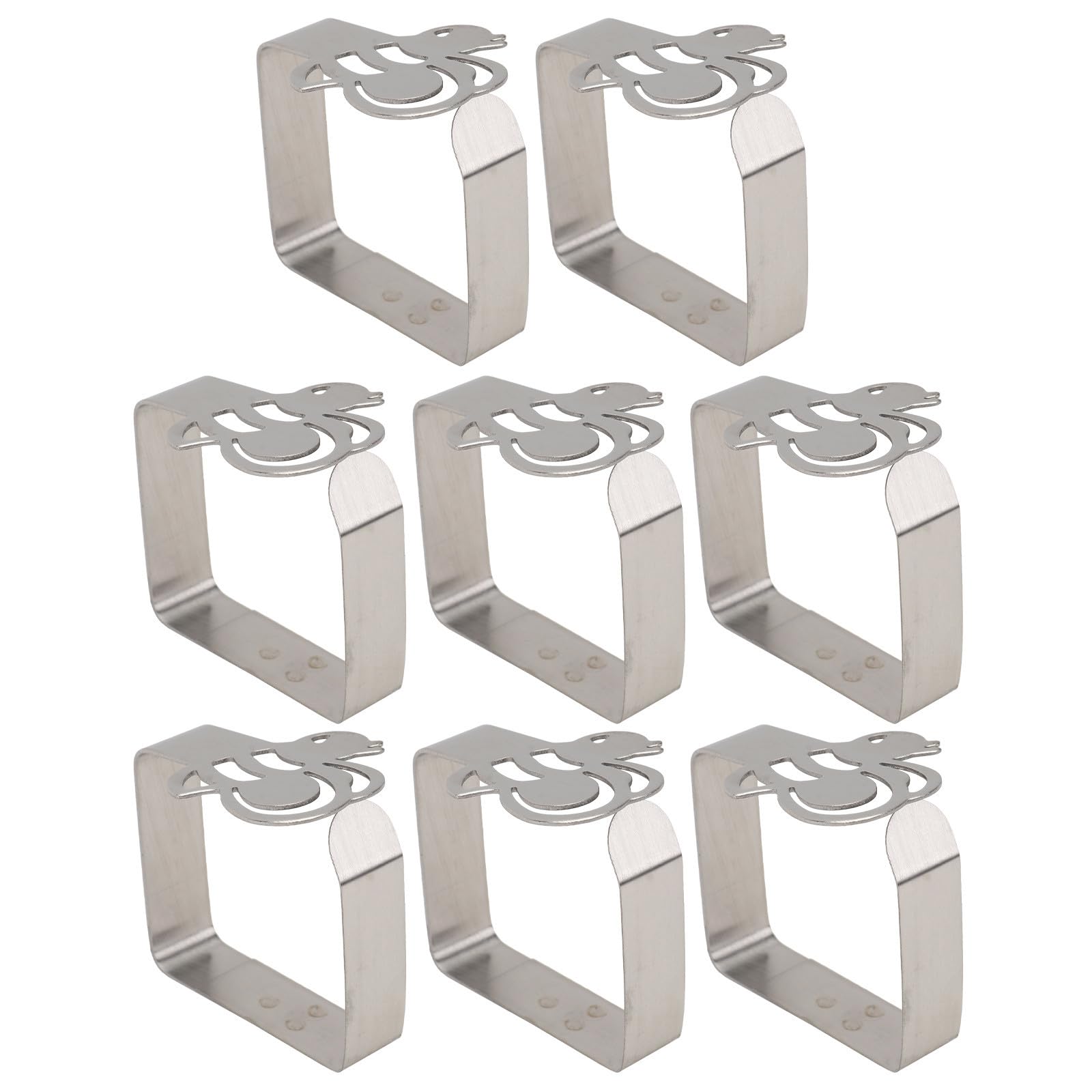 Sujetadores para manteles de acero inoxidable de diseño simple y acabado plata minimalista