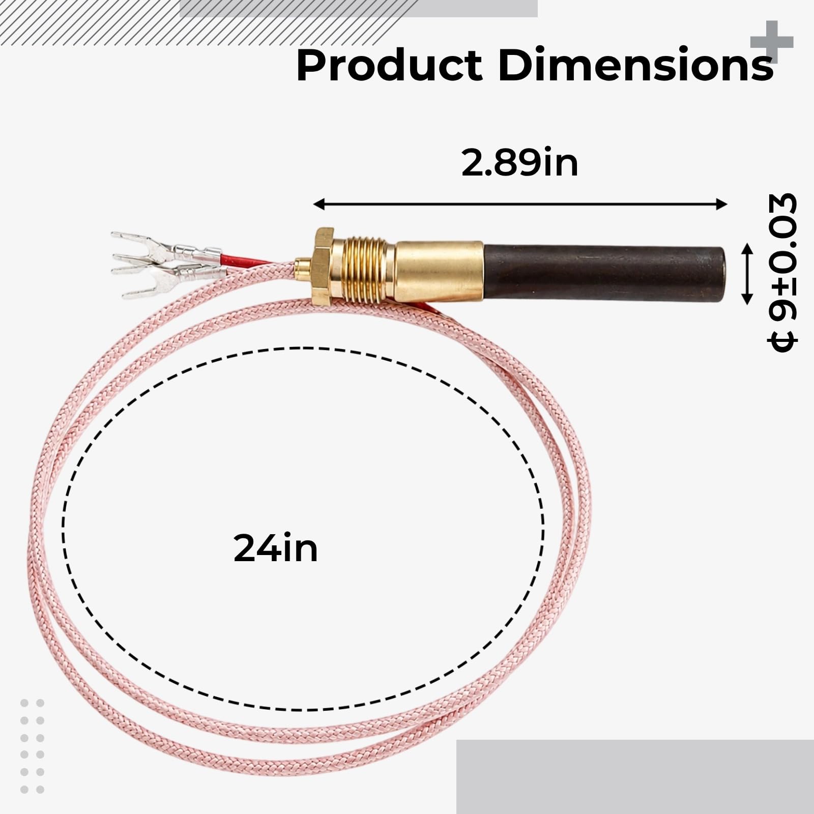 750 mV Thermopile-Thermoelement-Sensor, industrielle Sonde mit 4,2 mm Anschlüssen für Gaskamin, Wassererhitzer und Fritteusen, hitzebeständig bis 1382 ℉/750 °C, für Erdgas und LPG