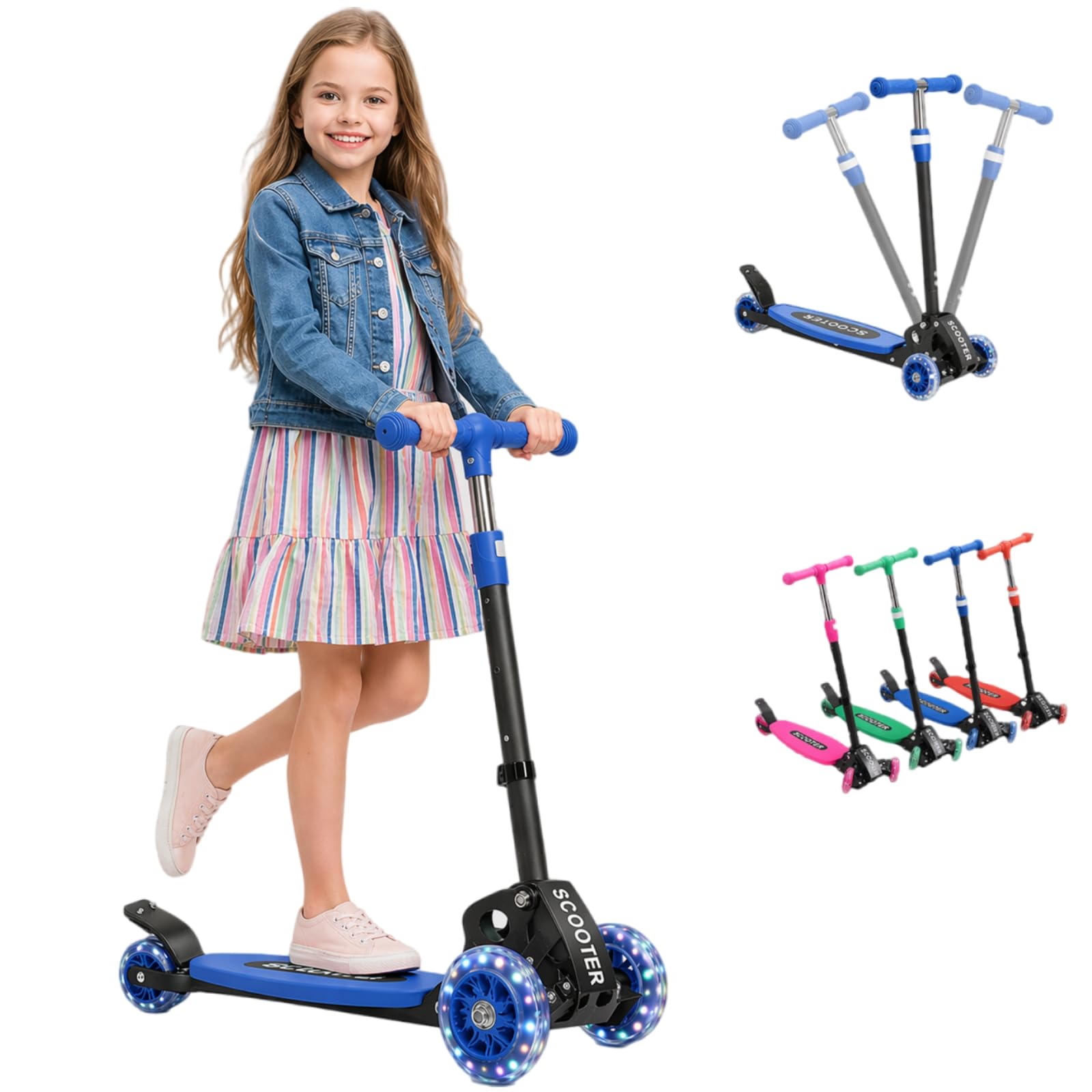Photo 1 of Kids Kick Scooter, Lean to Steer, Three Light Up Wheels, Ages 3-12