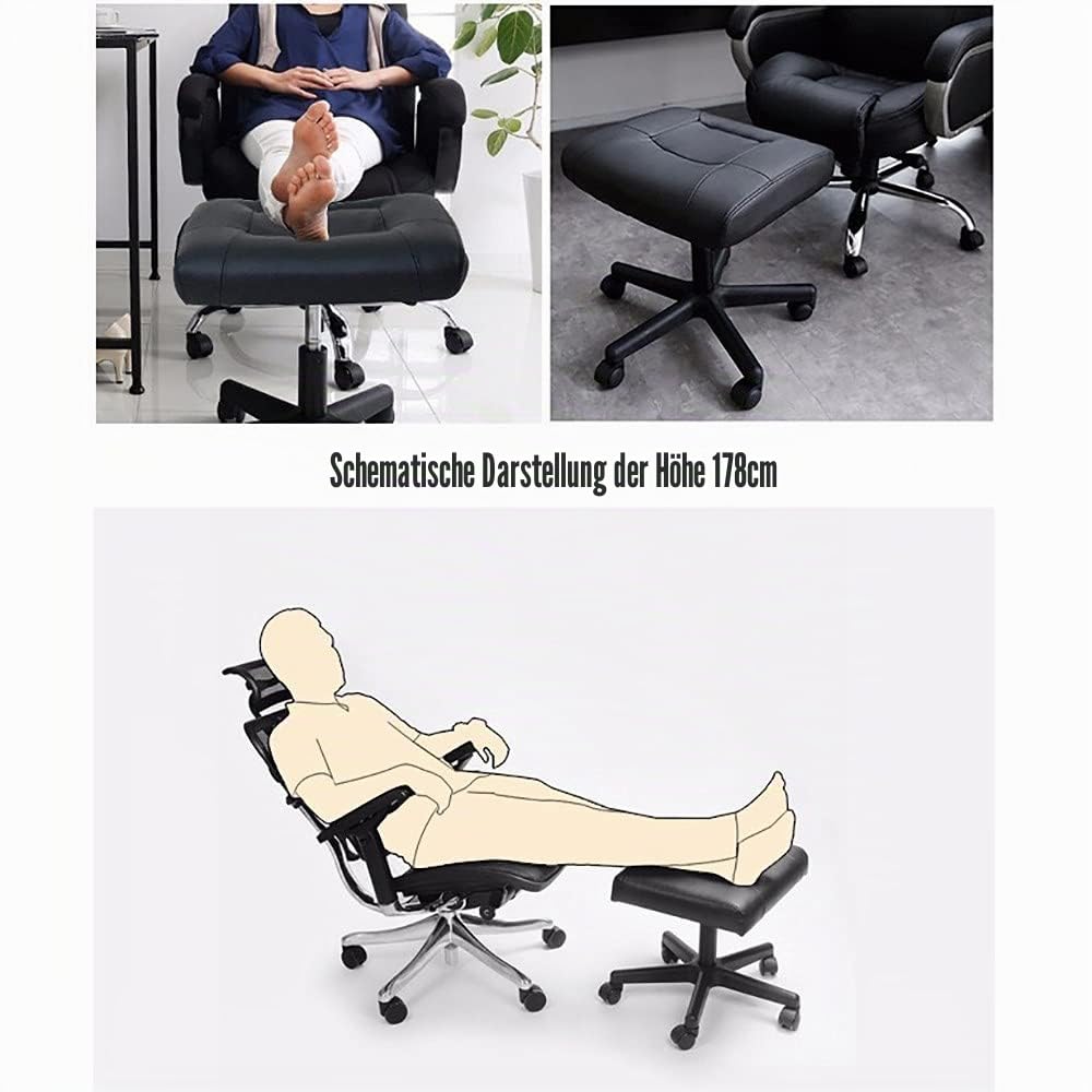 Fußstütze Fußstützen Mit Rädern Für Büro, fußstütze Hocker Fußhocker Höhenverstellbarer Gaming Stuhl Fußhocker PU Leder Fußständer Unter Dem Schreibtisch Rollende Beinstütze
