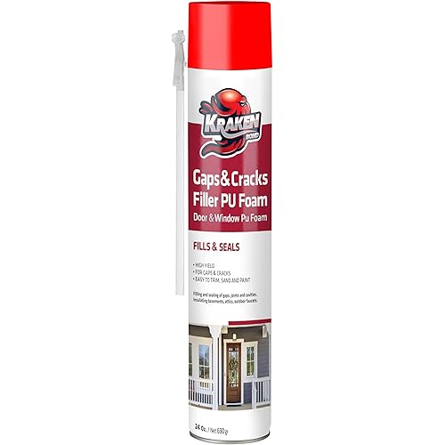 Kraken Bond Gaps & Cracks Expanding Foam Sealant - (1x24oz) High Expansion Polyurethane Spray Foam for Window & Door, Straw Use Waterproof High Yield Gap Filler - 1 Pack