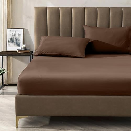 Vista 140 de Juego de sábanas de microfibra de 4 piezas prémium de calidad hotelera 1800 hilos, resistente a las arrugas, ultra suave y transpirable, juego