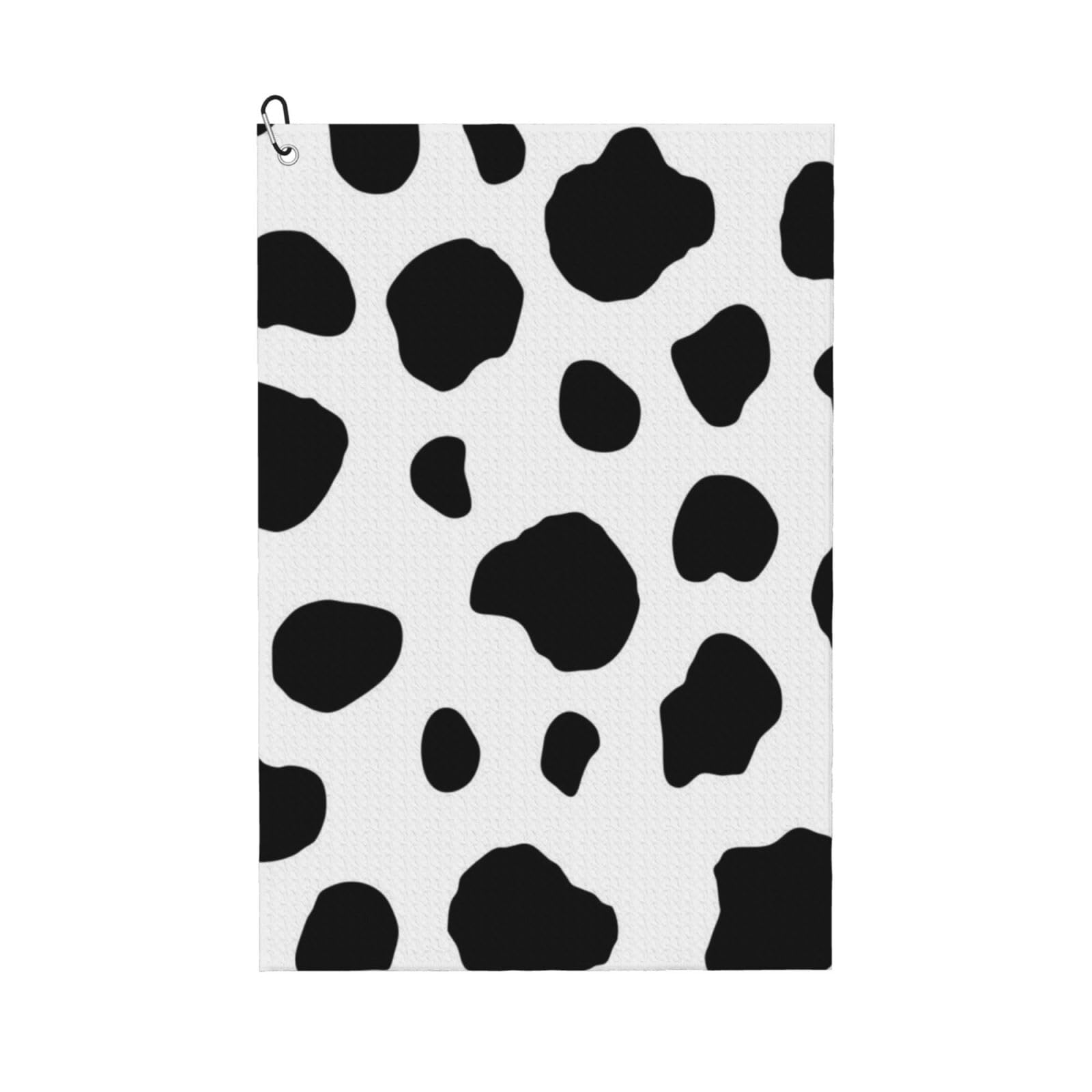 Hnnkloy Cow Spots, 16x24 in Portable Waffle Golf Towels with Carabiner Clip for Golf Bag