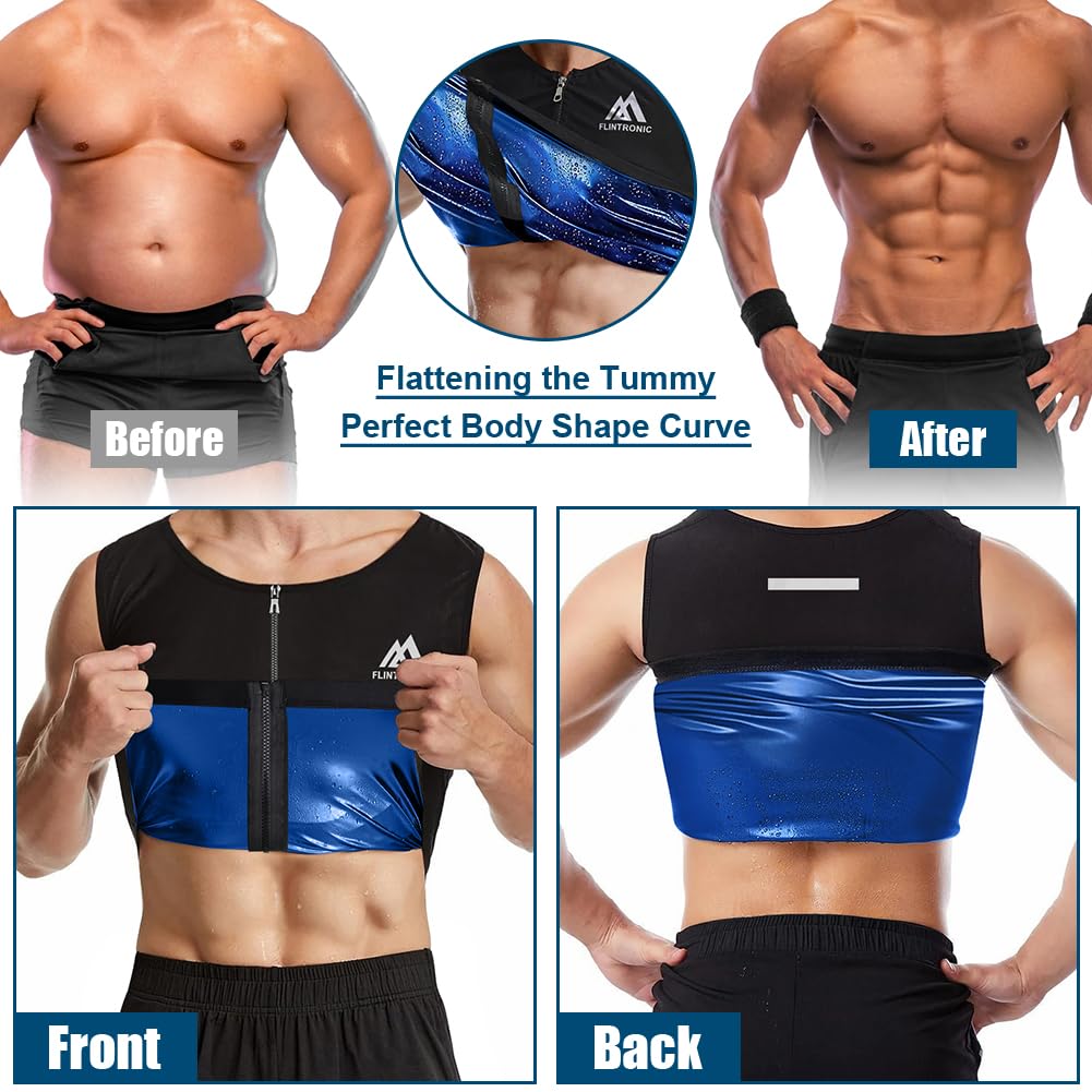 Flintronic Gilet Sauna Uomo Modellante la Sudorazione per Allenamento Fitness Sportivo Body Shaper