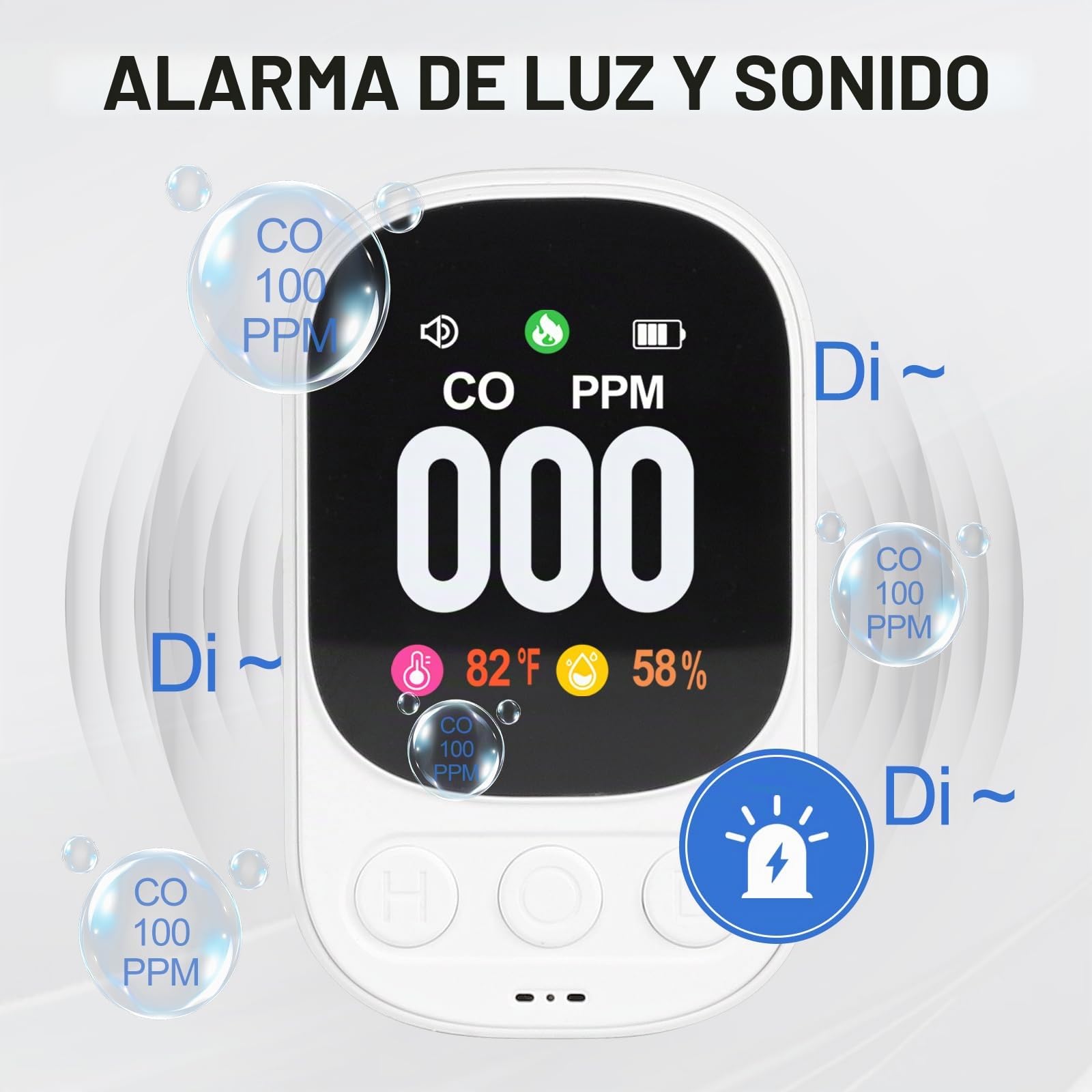 CPROSP Detector Monóxido de Carbono Plug in, Rilevatore Monossido di Carbonio con Sensor de Temperatura y Humedad, Detector CO para Casa, Camper, Apartamento, Sótano, Taller y más