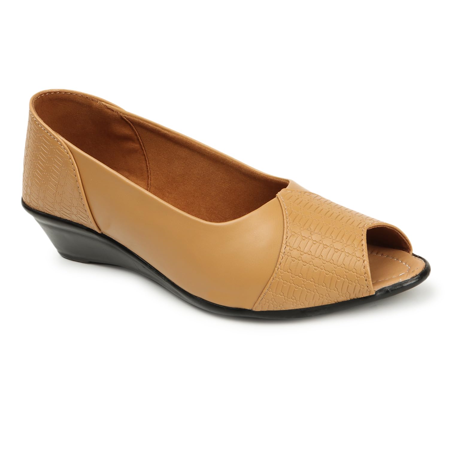 Womens Peep-Toe Flats, Faux Leather and Croc-Embossed, Dusty Rose, Heel (BEIGE, UK Footwear Size System, Adult, Women, Numeric, Narrow, 6) (B0DFHV5QTN) Amazon Price History, Amazon Price Tracker