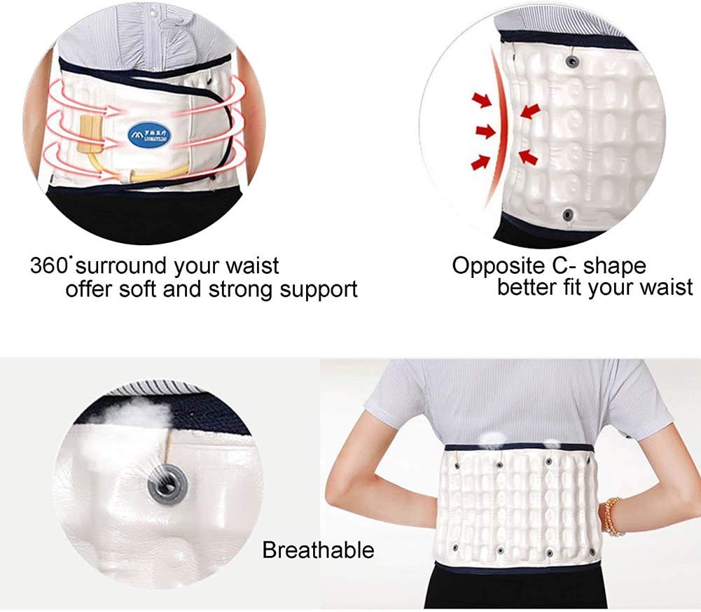Cinturón de descompresión de Soporte Lumbar - Faja Lumbar Inflable - Dispositivo de tracción aérea espinal Alivio del Dolor de Espalda por Disco degenerativo/estenosis espinal/ciática