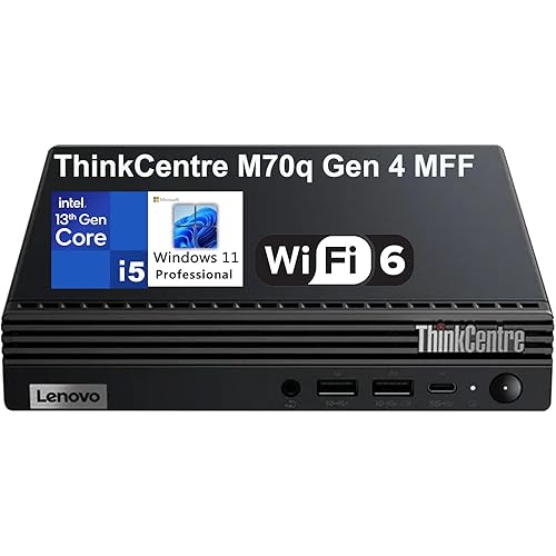 Lenovo ThinkCentre M70q Gen 4 MFF Tiny 1L Mini Business Desktop Computer, 13th Gen Intel 10-Core i5-13400T (Beat i7-12700T), 16GB DDR4 RAM, 512GB PCIe SSD, WiFi 6, RJ45, HDMI, Windows 11 Pro, AZ-XUT