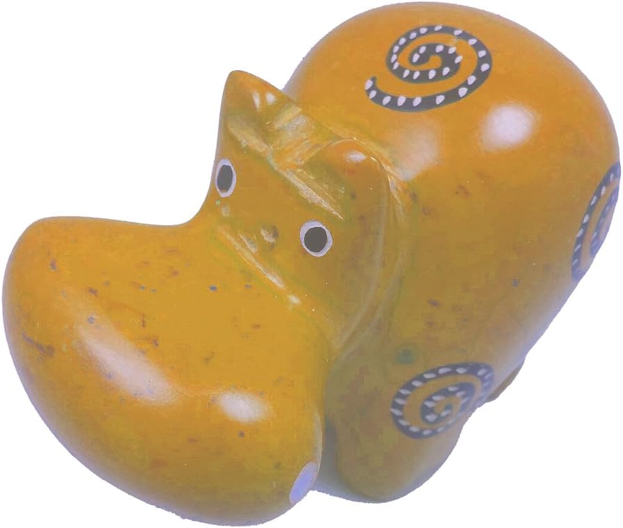 Maisha Fair Trade Hand Carved Decorative Soapstone Yellow Hippo