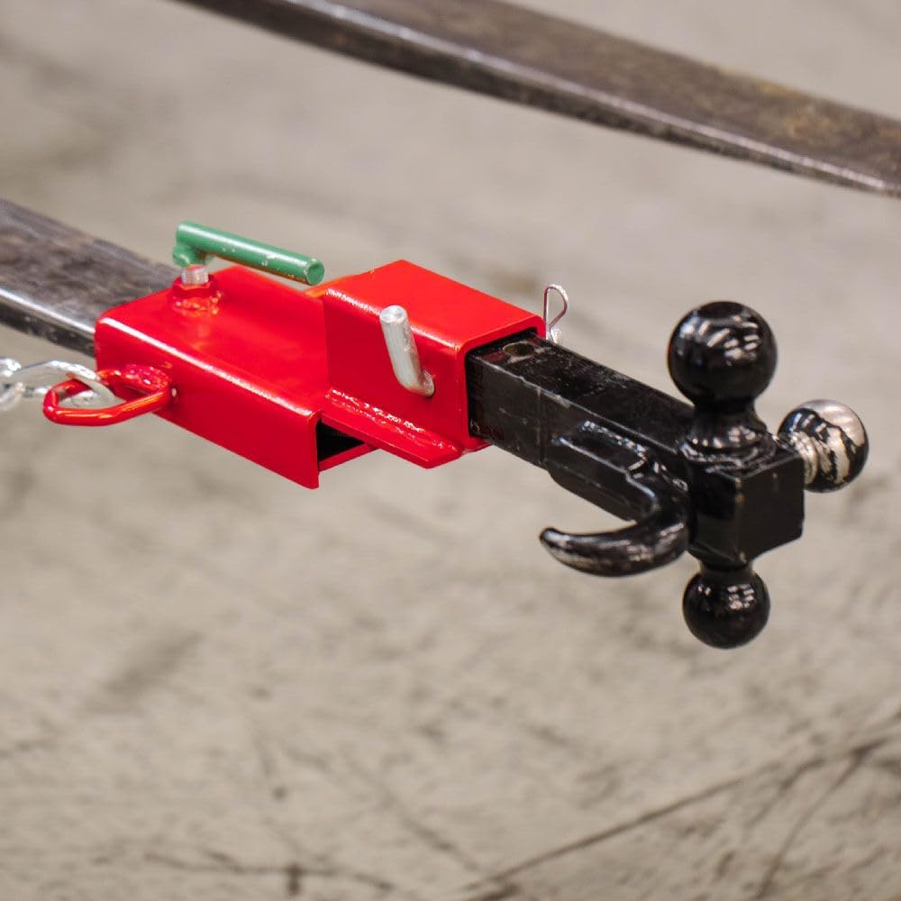 Titan Attachments Clamp On Forklift 2" Hitch Receiver with Chain, Single Pallet Fork Blade Insert, Fork Mounted Trailer Towing Adapter, 3000 LB Towing Capacity, Easy to Install