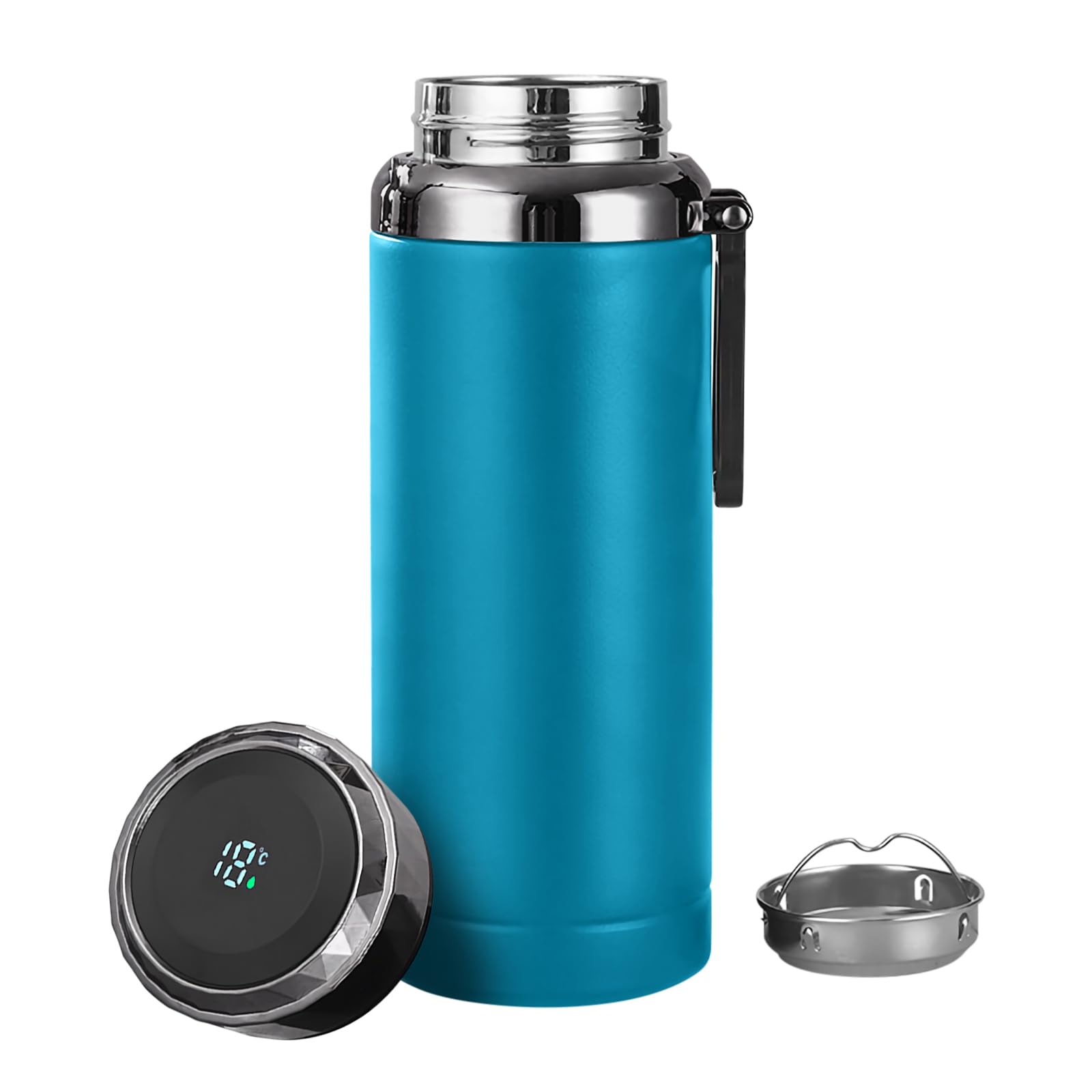 Smart Water Bottle with Digital Temperature Display, Tea Infuser Double Walled Vacuum Insulated Stainless Steel Flask Thermal,Leak Proof Travel Tumblers Keep Hot (Blue with Display, 1000ML)