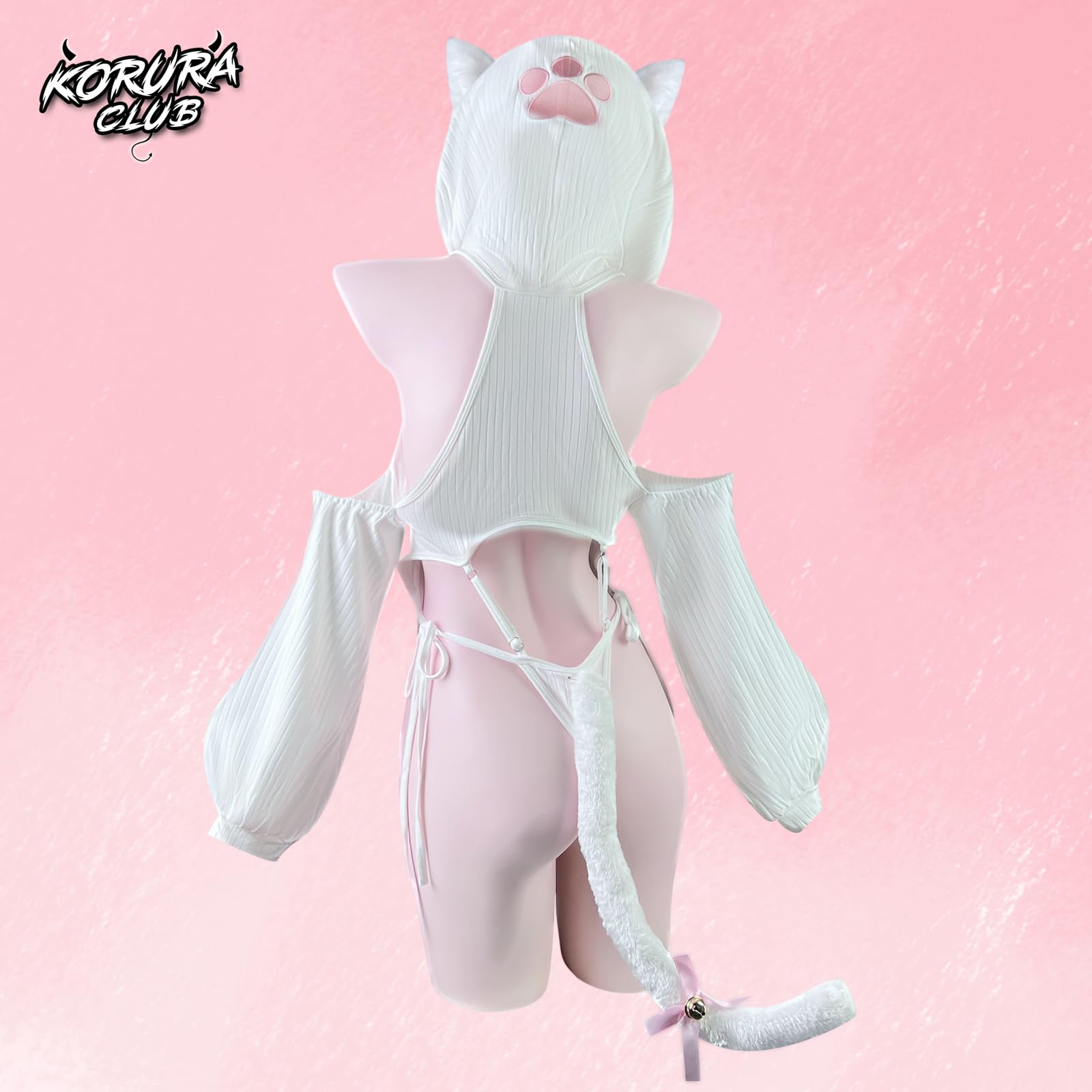 KORURACLUB Sexy Cat Maid Outfit Womens Lingerie Set Kitten Cat Claw Cosplay Sexy Sweater lingerie animal Cosplay lingerie: White Large-X-Large