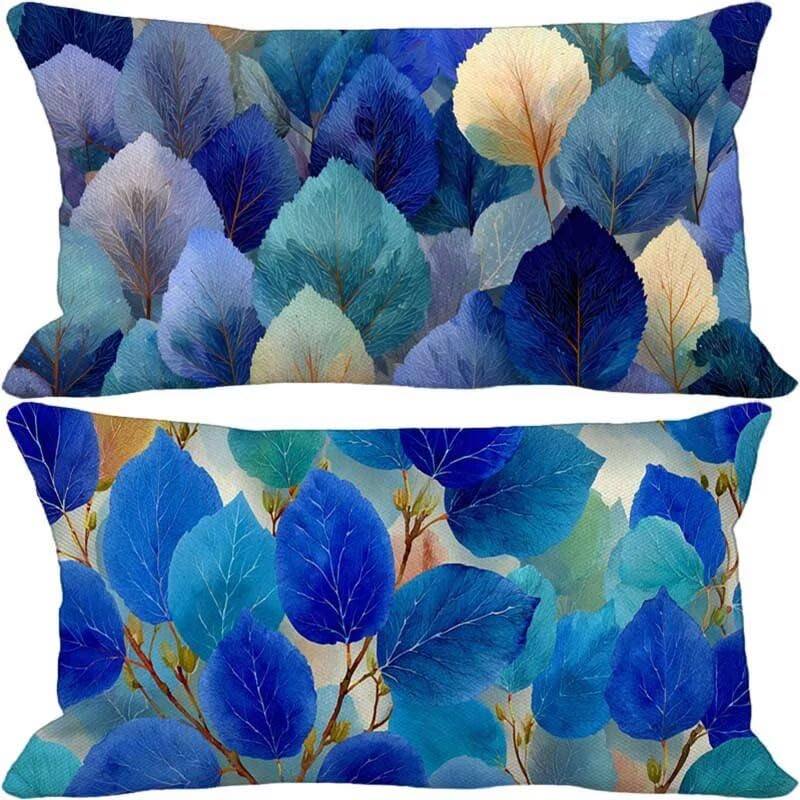 Housse coussin 70 x 90 lot de 2 bleu avec fermeture eclair lnvisible