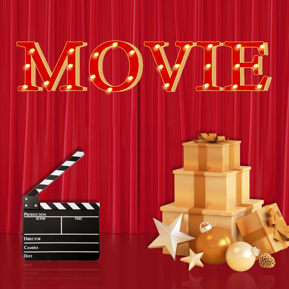 Neonowy znak LED na noc filmową, podświetlane litery, neonowe światło LED do kina, na nocną imprezę, do dekoracji pokoju filmowego (film)