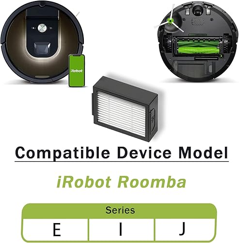 Miniatura 2 de E-HAO Paquete de 6 filtros HEPA de repuesto para iRobot Roomba serie i, j y e, todos los modelos, accesorios de filtro de vacío para modelos de