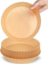 Air Fryer Parchment Paper Liners, Unbleached Brown, Pre-Cut Square Round Disposable Steamer Sheets, Paper Basket Pot 100 Pack (Round 6.3 Inch)