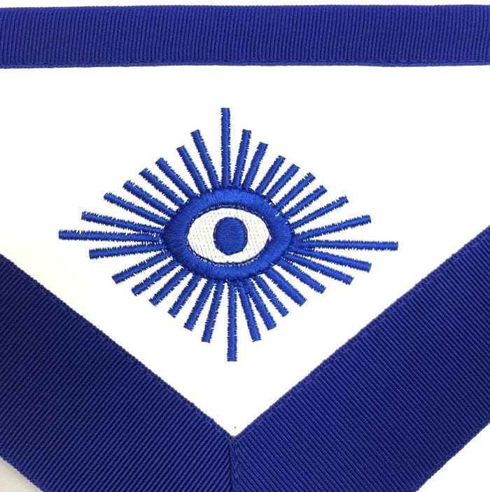 BRICKS MASONS Organist Blue Lodge Officer Apron - Royal Blue Wreath Embroidery