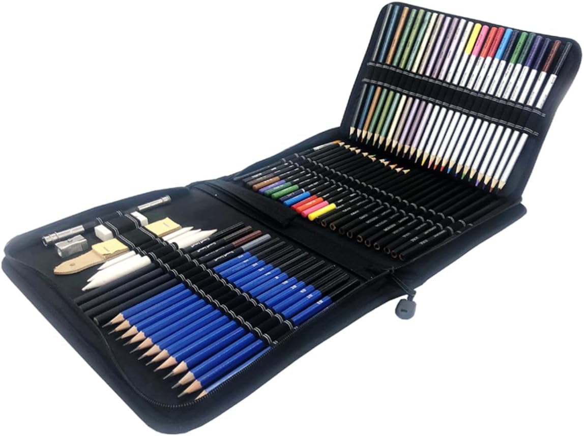 Housoutil 1Set Professional Sketching Pencil Set Drawing Kit for Artists Students Hobbyists Includes Colored Watercolor Sketching Pencils for All Art Projects