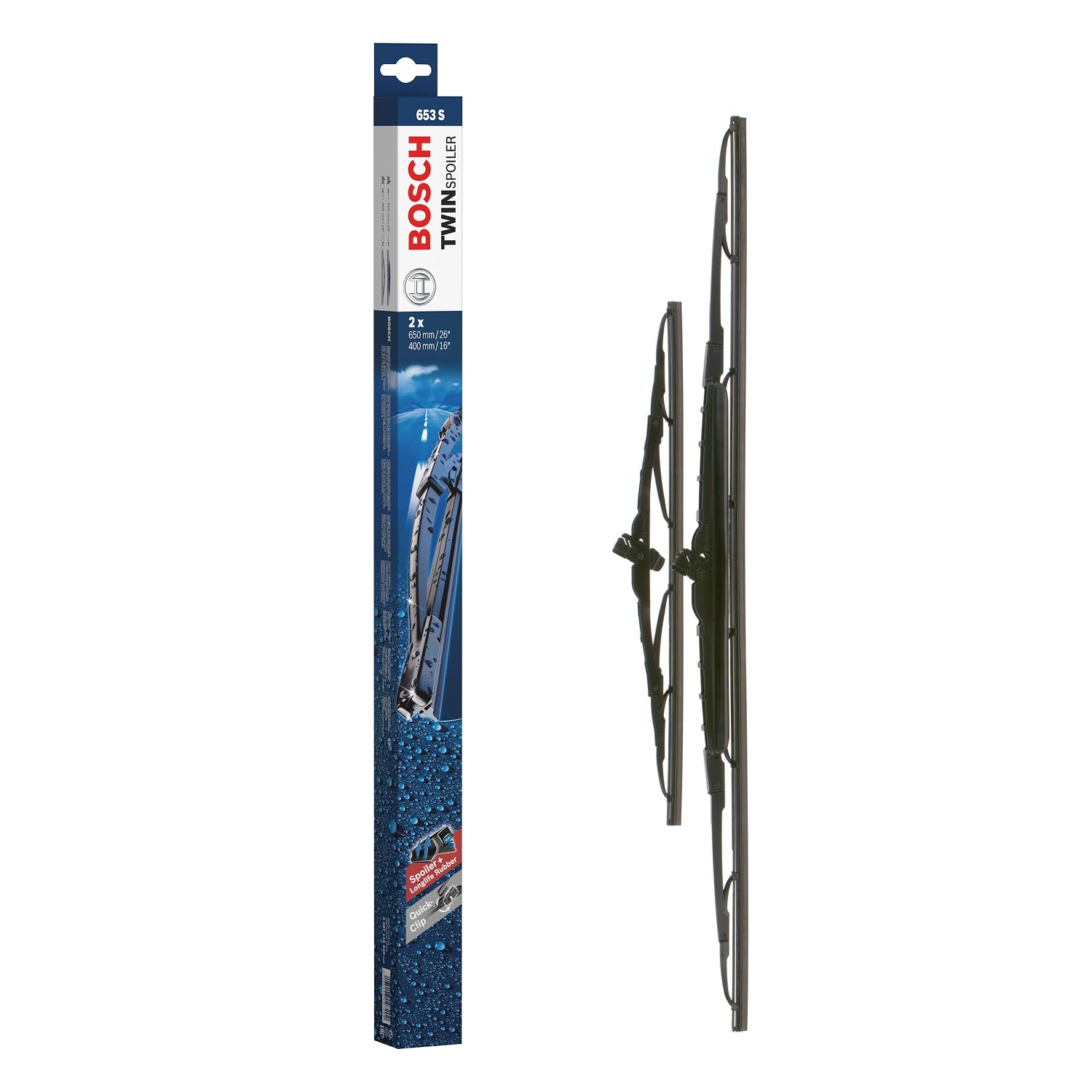 Bosch Scheibenwischer Twin Spoiler 653S, Länge: 650mm/400mm – Set für