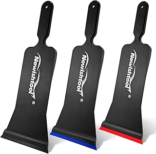 Bulldozer Squeegee Kit Tint Tools, Long Handle Rubber Squeegee for Front/Back Rear Window Film Application, Pack of 3 Different Durometer Blade Replaceable Auto Flat Glass Tint Squeegee