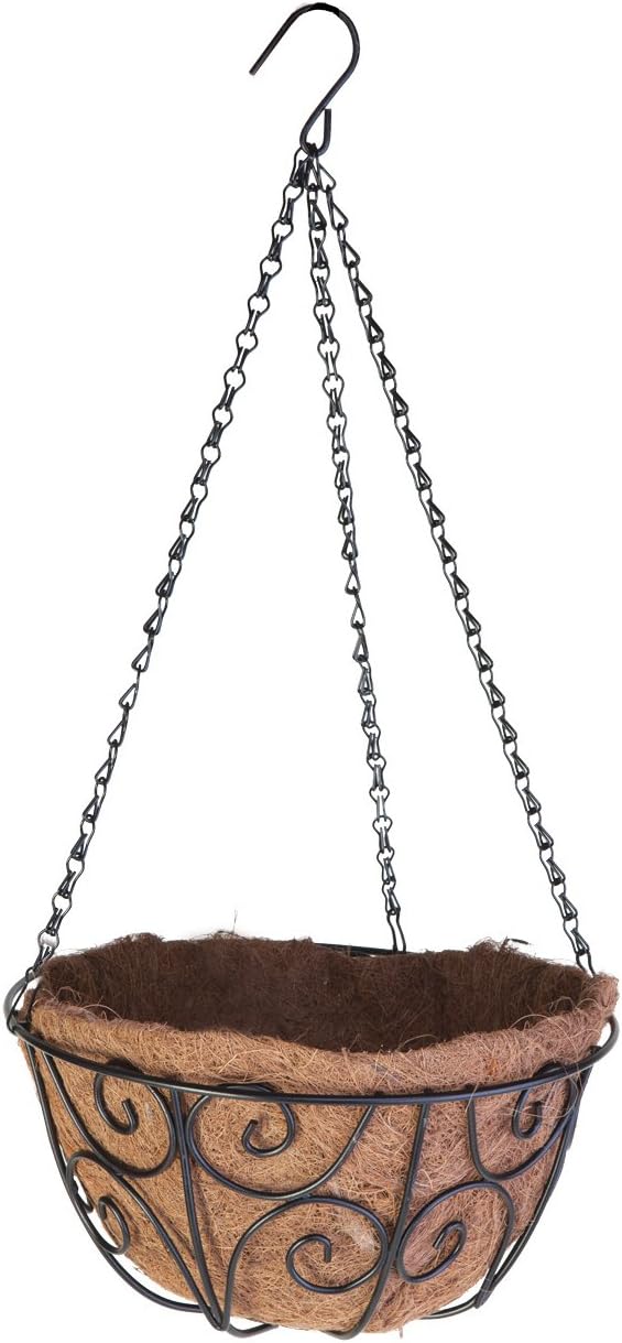Panacea 88668 Scroll Hang Basket with Coco Liner, 12-Inch