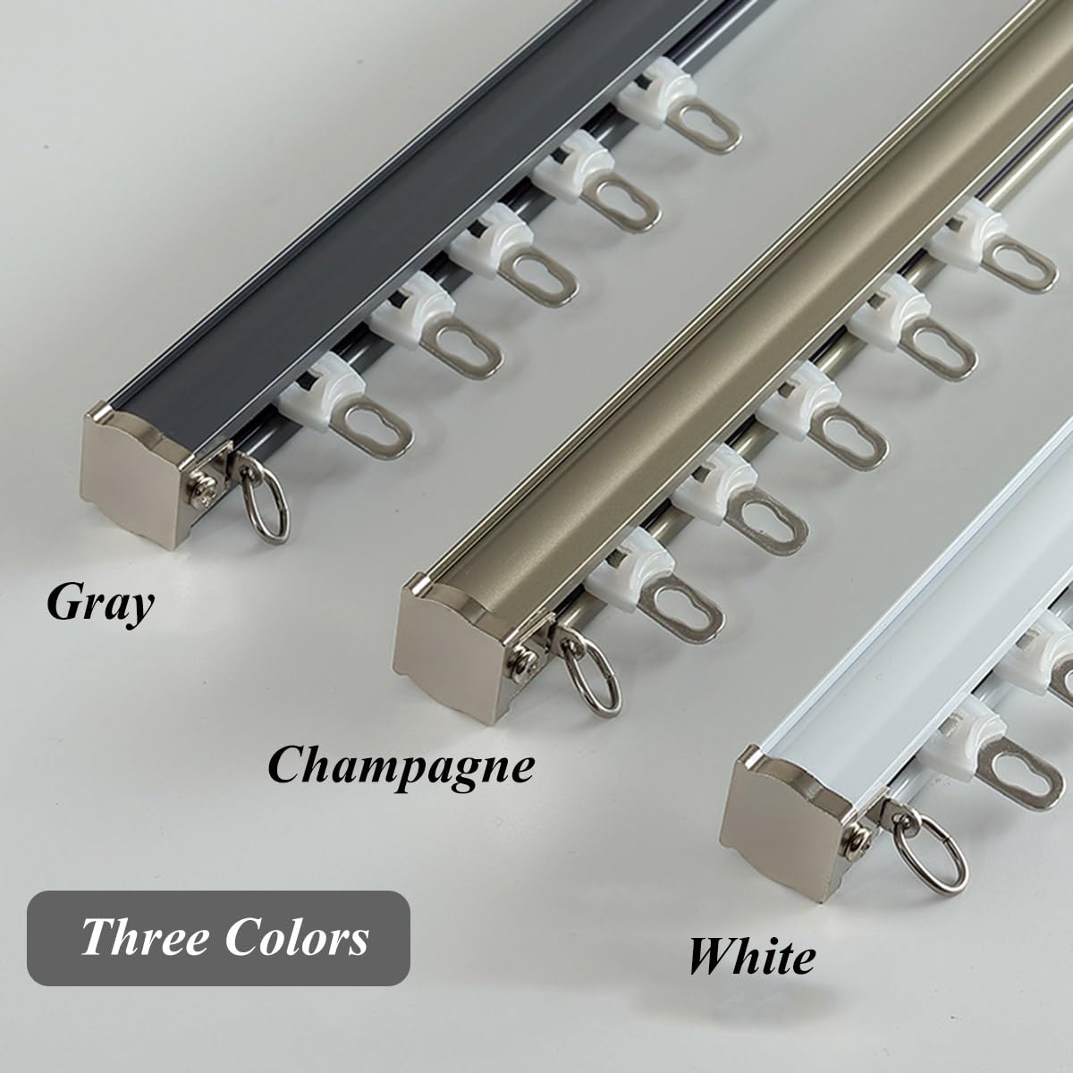 Système de rails de rideaux en aluminium de 3 m et 5 m Ra à montage au plafond pour salon, chambre à coucher, séparateur de pièce (blanc) – Installation facile, glisse lisse.