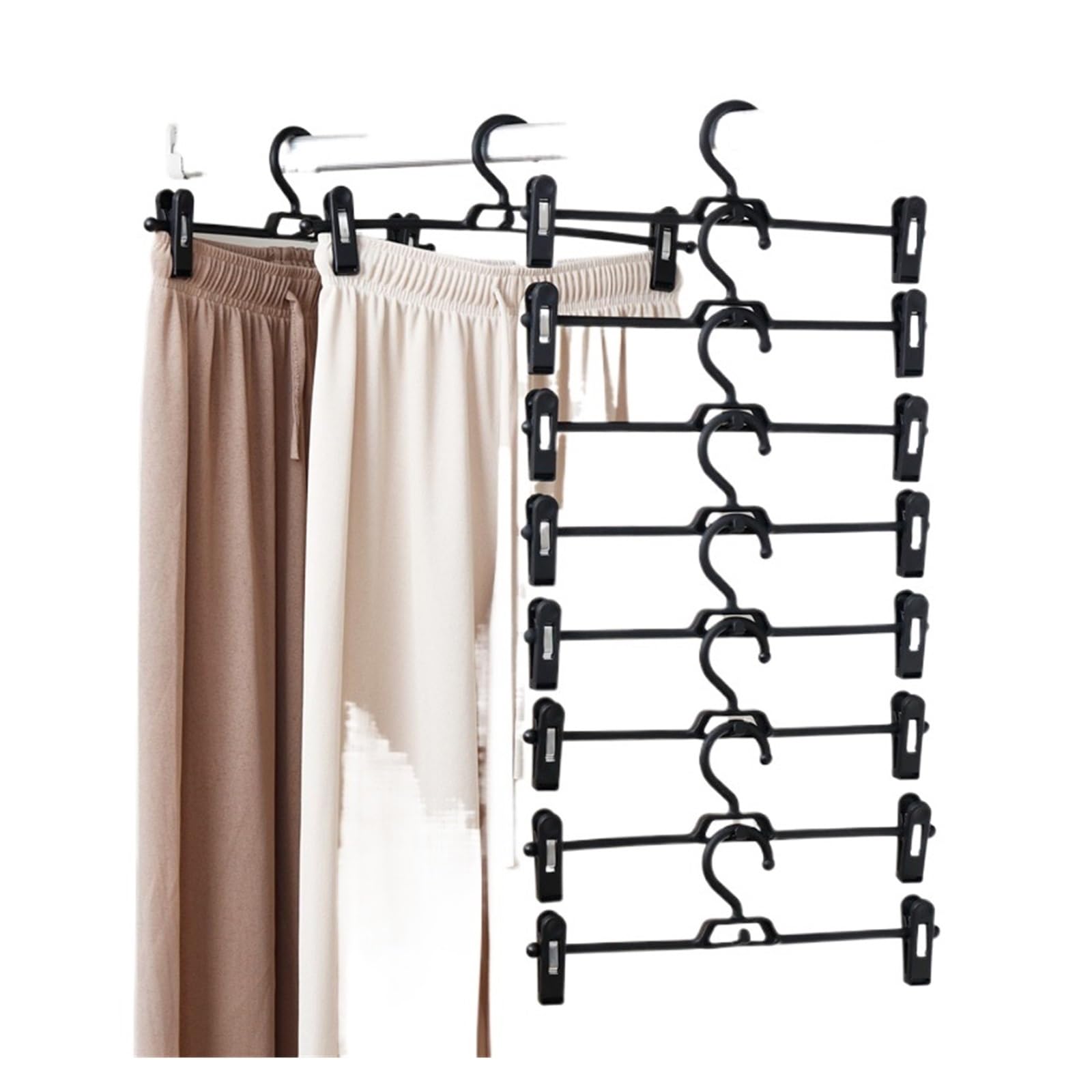 Hosenbügel Kleiderbügel 10 stücke Kleidung Schrank Hose Hosenrock rutschfeste Racks Clip Multifunktions-Kunststoff-Trockenständer Home Storage