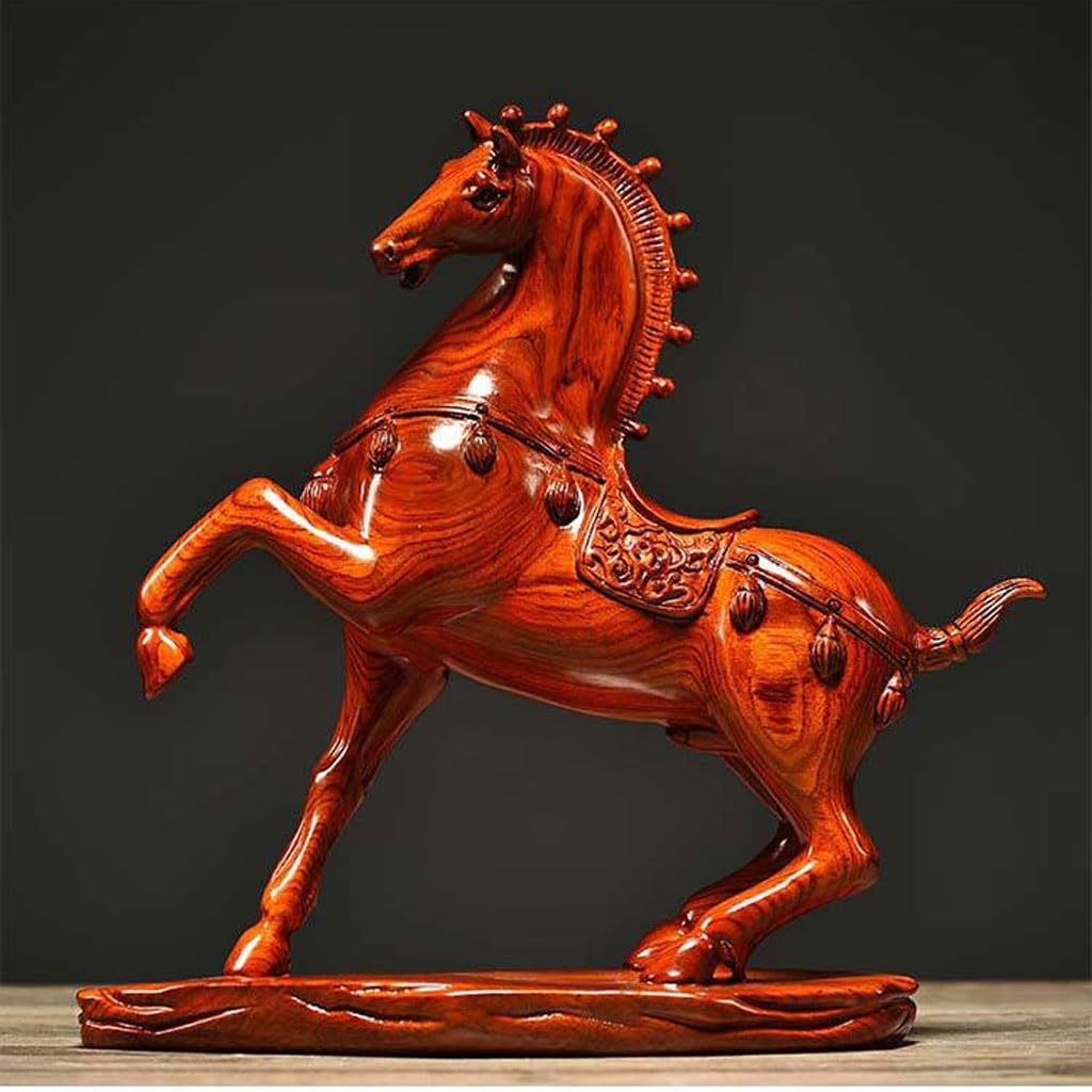 Décoration de bureau en bois massif en forme de cheval sculpté pour la maison, le bureau, les travaux manuels, les décorations de bureau (15 cm)
