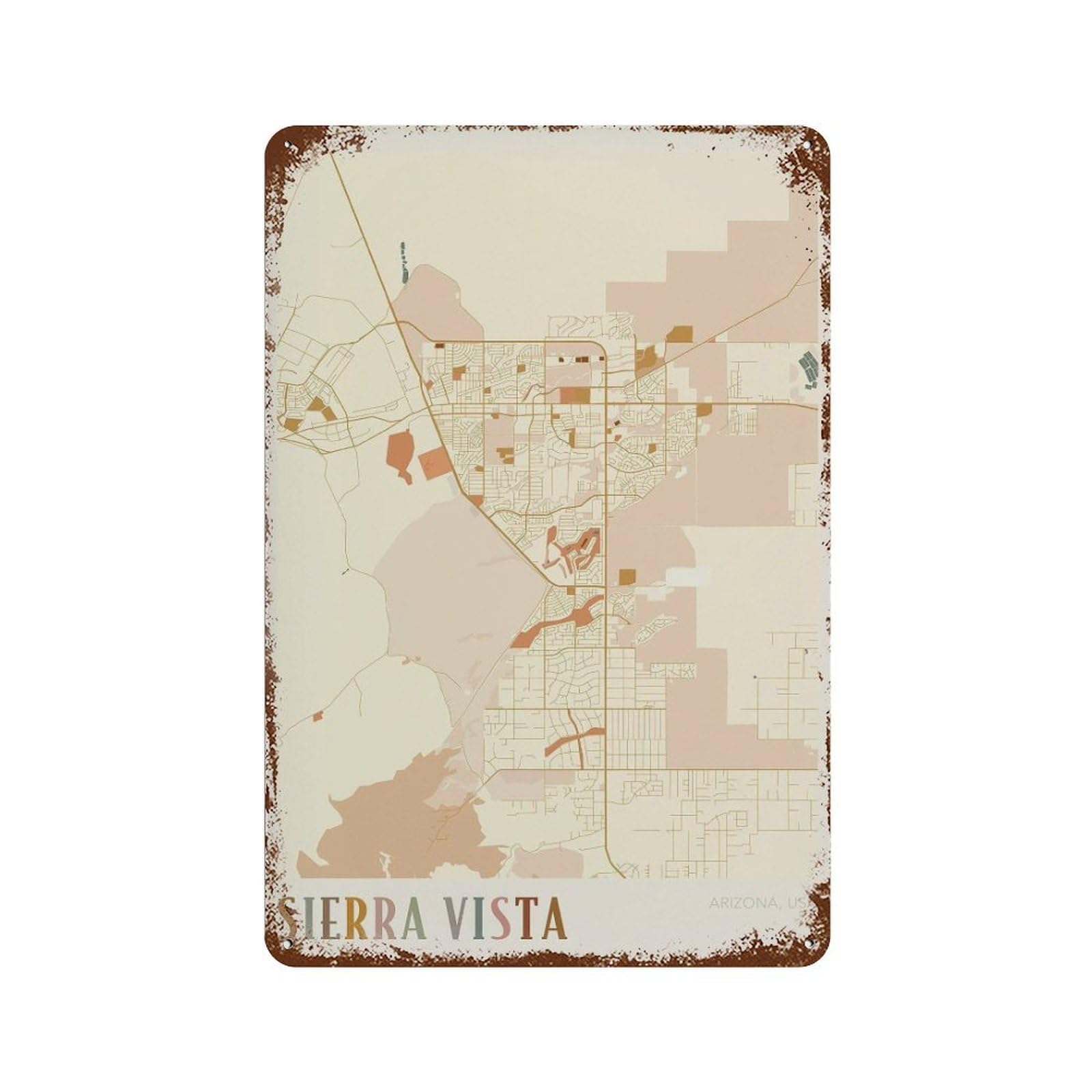 xiaoxiaoshen Sierra Vista Map Arizona Travel Gift Boho Wall Decor Art Metal Tin Poster Modern Home Decor Art Home Bar Shop Decorations Vintage Sign 30x20cm