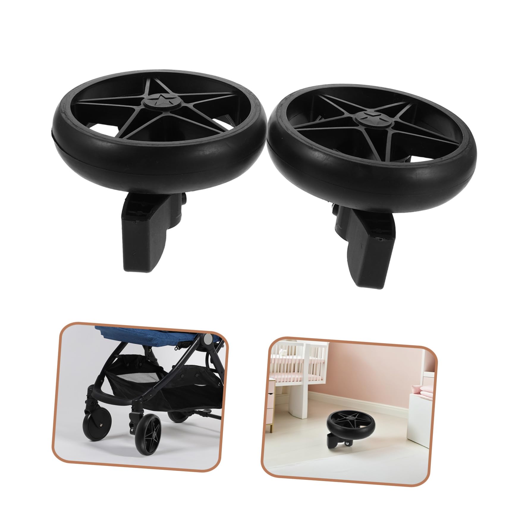 SUPVOX 2pièces Roulettes de Rechange Pivotantes Silencieuses pour Poussette avec Frein Accessoires pour Trotteurs et Poussettes sans Outil Nécessaire